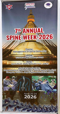 Promotional banner for the 7th Annual Spine Week 2026, themed "Management of Spinal Deformity."